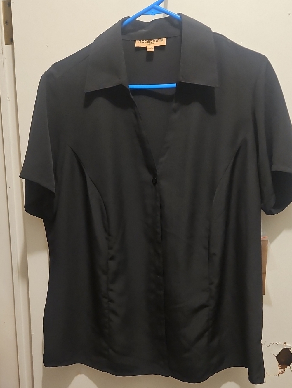 Notations Black Short-Sleeve Button Down Shirt